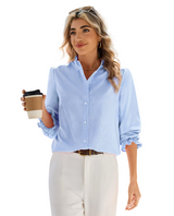Women's Ruffle Collar Button Front Plaid Shirt