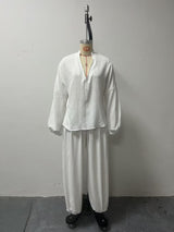 Women's Boho Two Piece Blouse and Harem Pants Set
