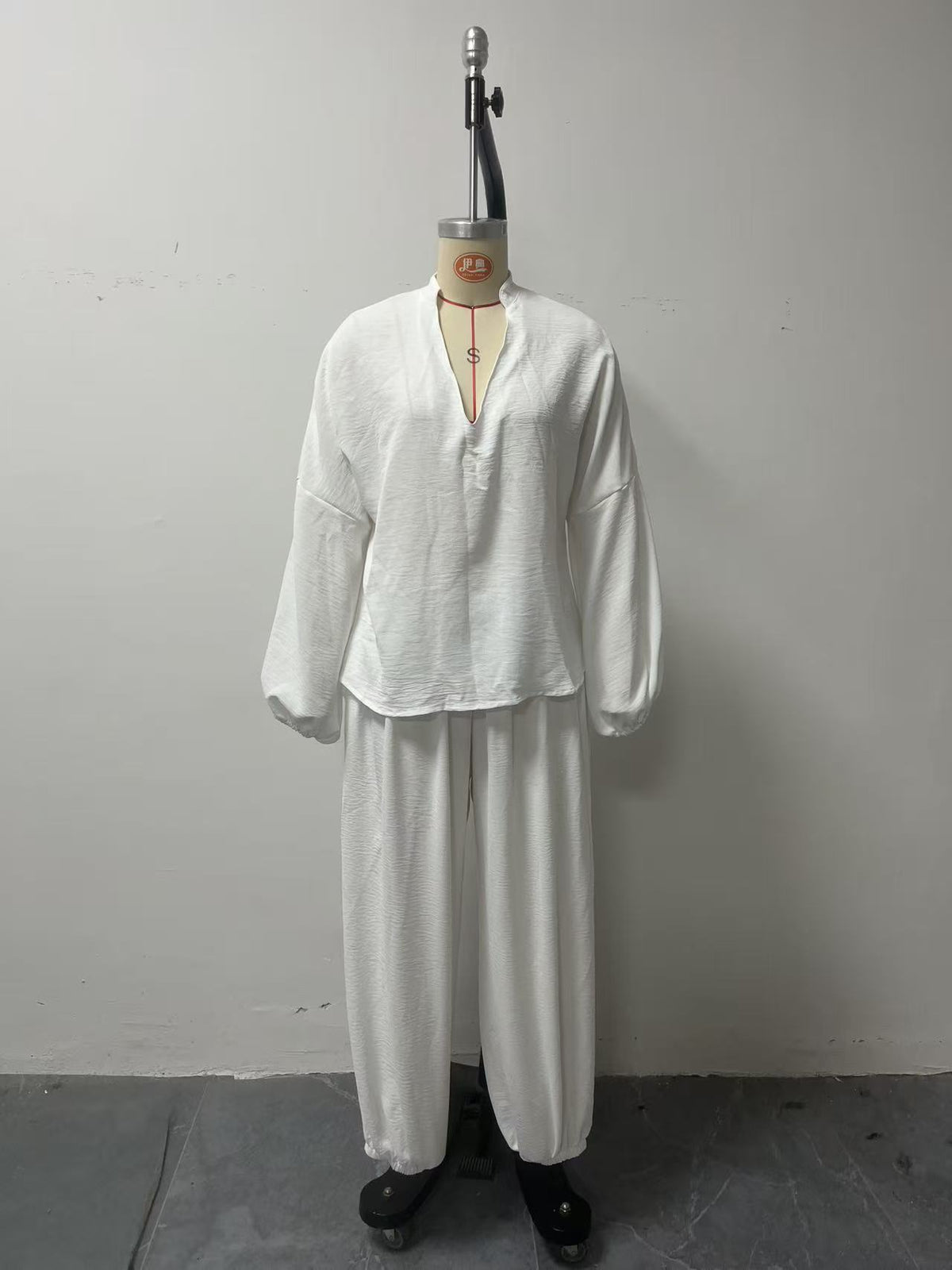 Women's Boho Two Piece Blouse and Harem Pants Set