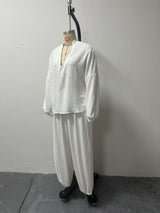 Women's Boho Two Piece Blouse and Harem Pants Set