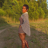 Women's Striped Mini Dress with Cape Sleeves