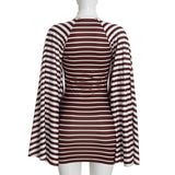 Women's Striped Mini Dress with Cape Sleeves