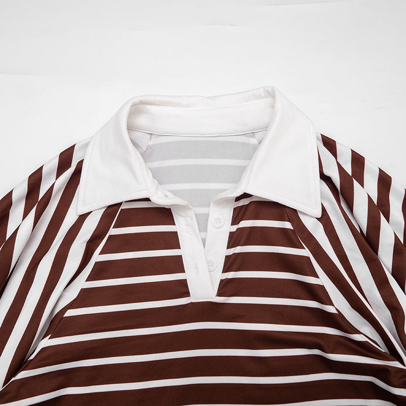 Women's Striped Mini Dress with Cape Sleeves