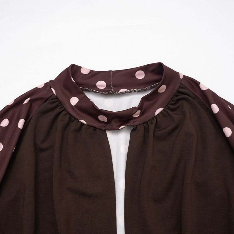 Women's Polka Dot Two Piece Crop Top and Pants Set