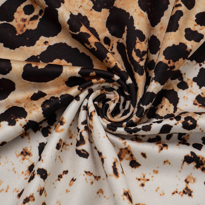Women's Leopard Print Long Sleeve Bodycon Mini Dress