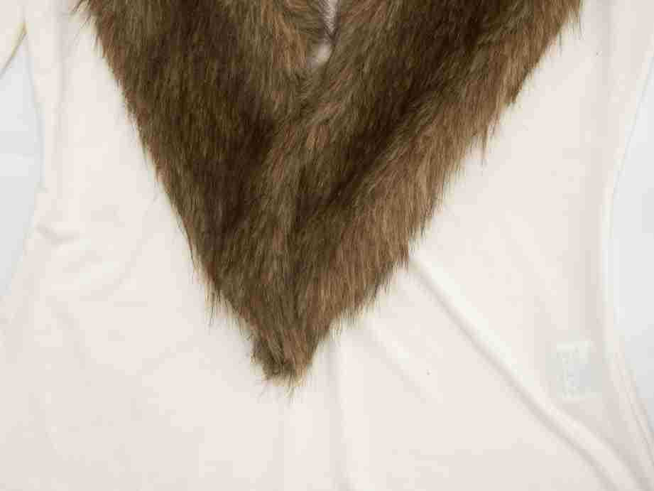 Women's Faux Fur Trim Long Sleeve Bodysuit Romper