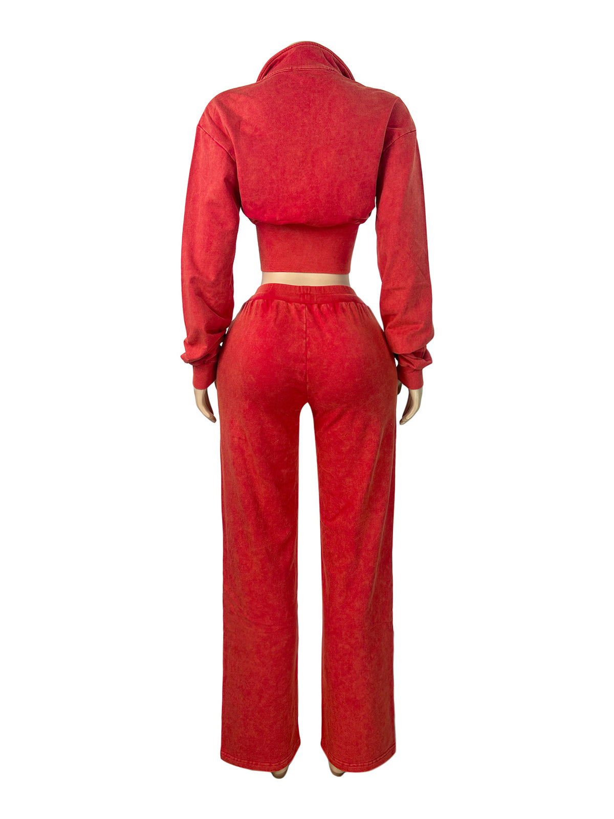 Women's Cropped Zip Hoodie and Wide Leg Pants Set