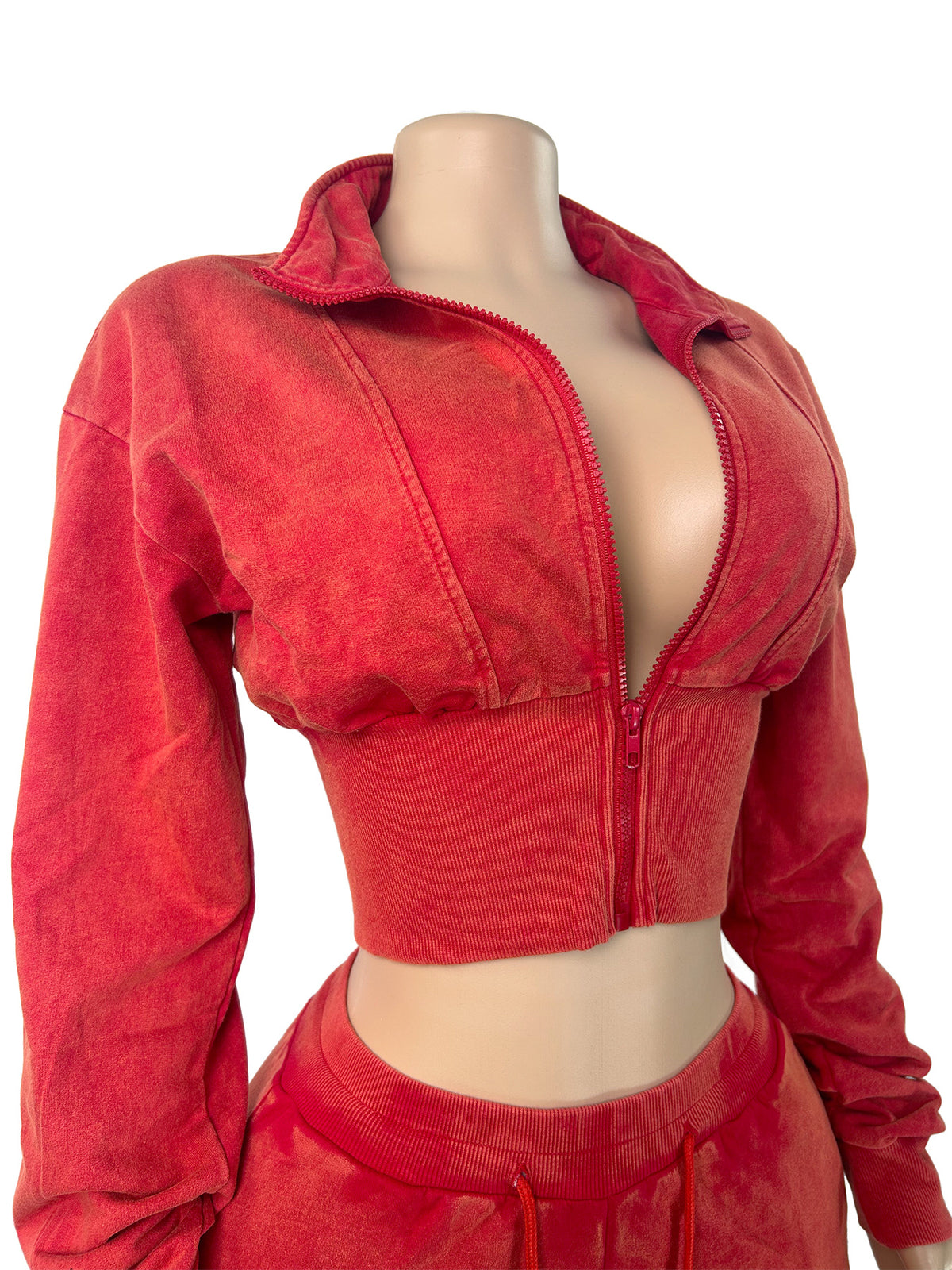 Women's Cropped Zip Hoodie and Wide Leg Pants Set