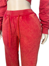 Women's Cropped Zip Hoodie and Wide Leg Pants Set