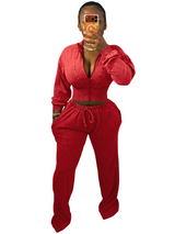Women's Cropped Zip Hoodie and Wide Leg Pants Set