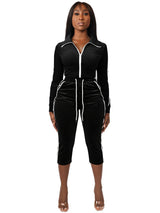 Women's Cropped Zip-Up Jacket and Capri Pants Set