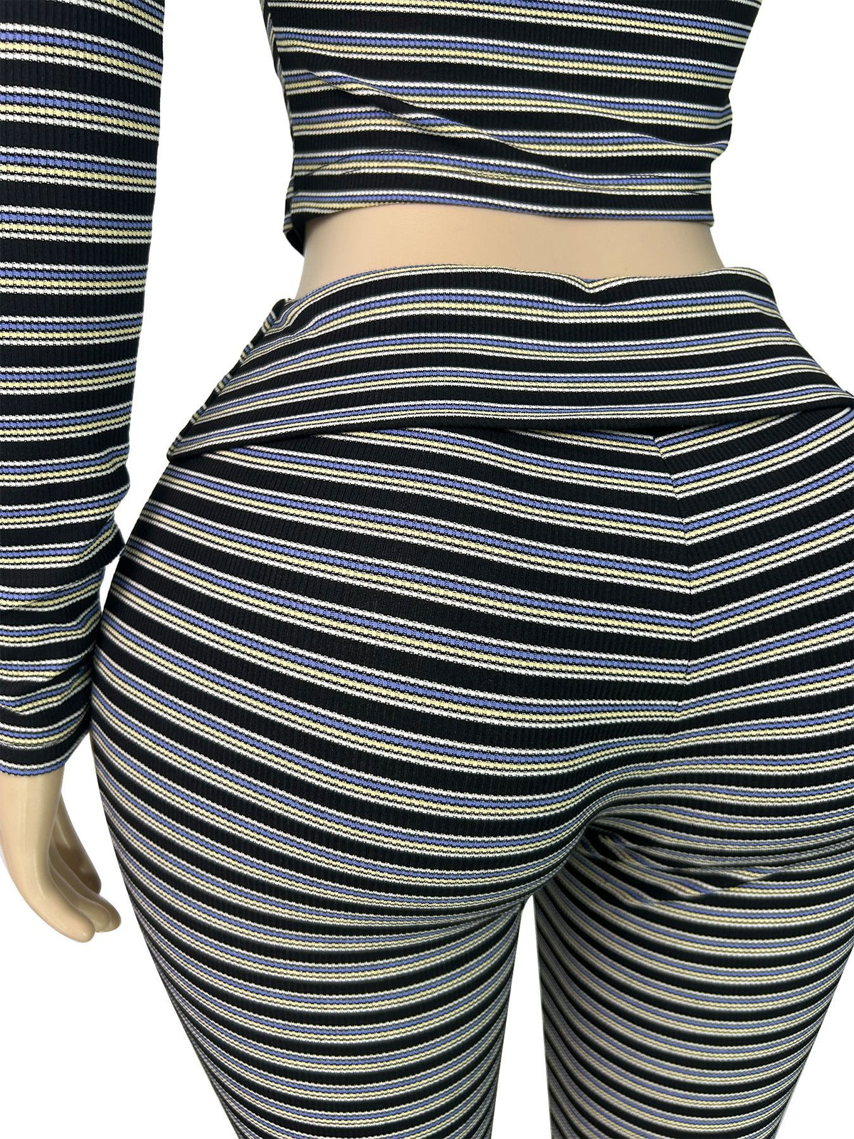 Women's Striped Zip-Up Hoodie and Capri Set