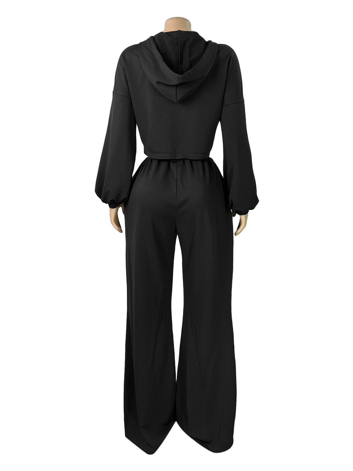 Women's Cropped Hoodie and Wide Leg Sweatpants Set