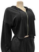 Women's Cropped Hoodie and Wide Leg Sweatpants Set