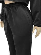 Women's Cropped Hoodie and Wide Leg Sweatpants Set