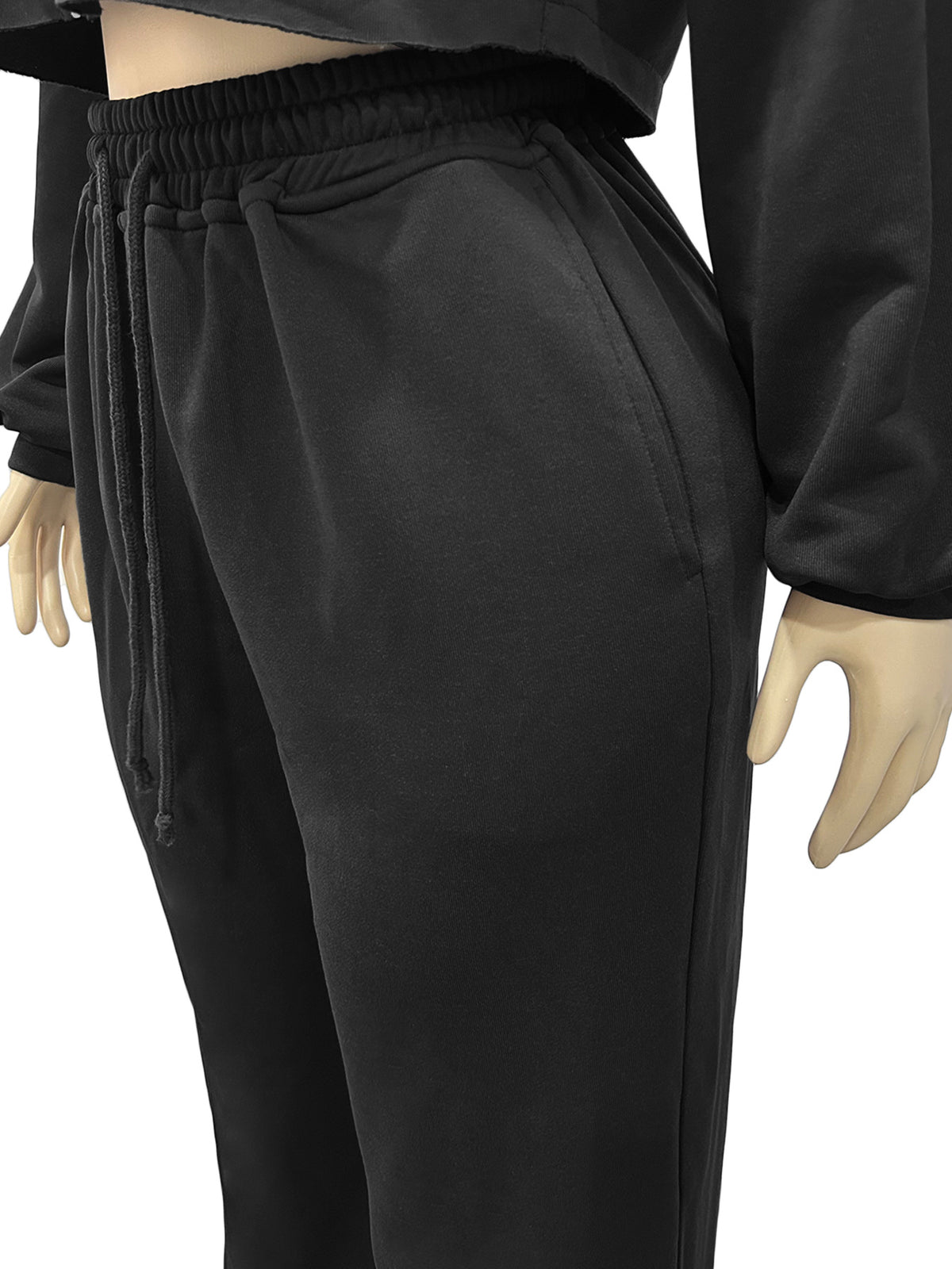 Women's Cropped Hoodie and Wide Leg Sweatpants Set