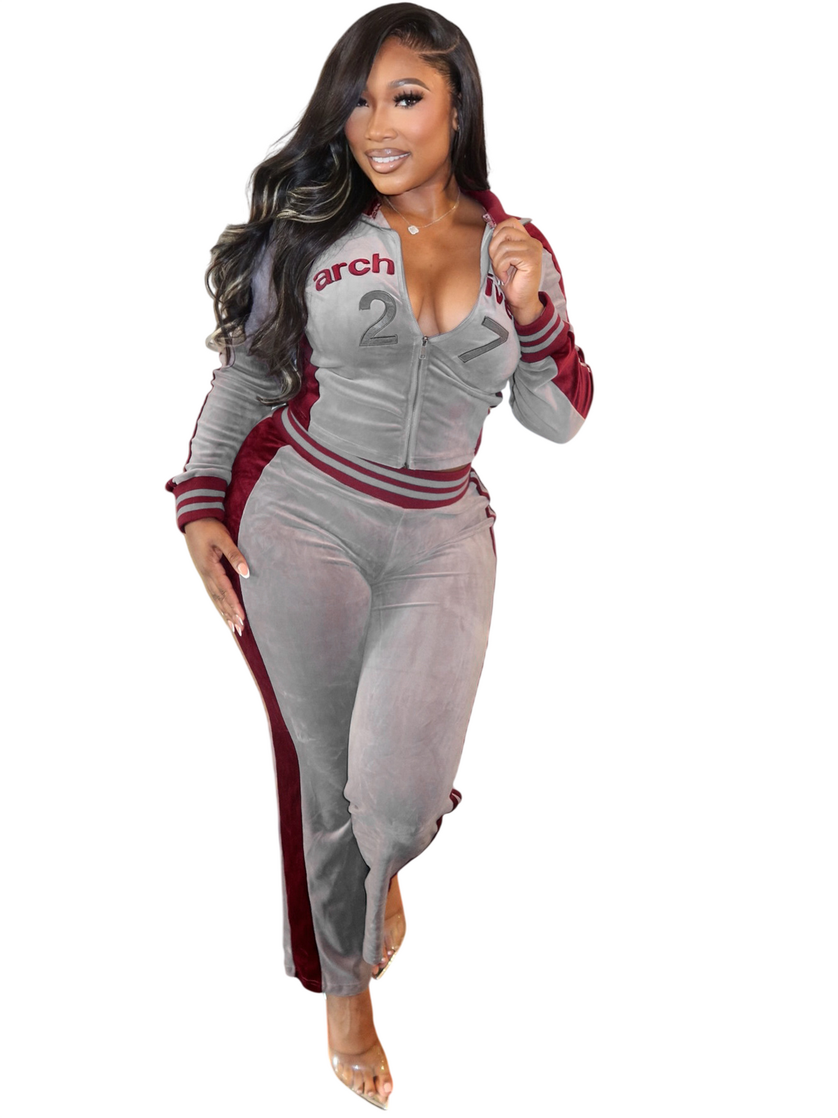 Women's Zip-Up Track Jacket and Pants Set