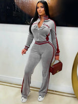 Women's Zip-Up Track Jacket and Pants Set