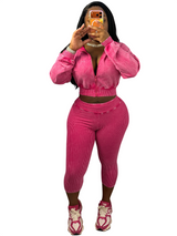 Women's Cropped Zip Hoodie and Capri Pants Set
