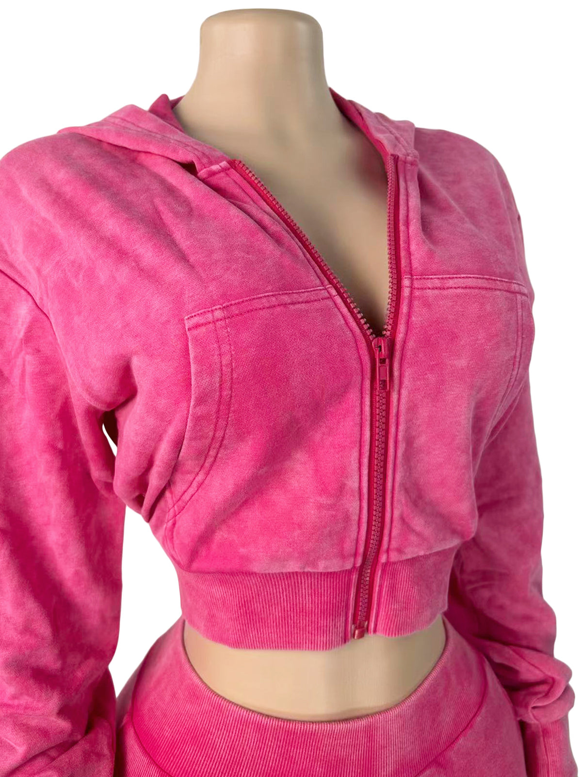 Women's Cropped Zip Hoodie and Capri Pants Set