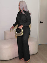 Women's Embellished Button-Up Shirt and Pants Set