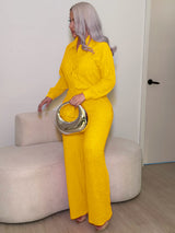 Women's Embellished Button-Up Shirt and Pants Set