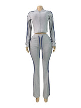 Women's Zip-Up Track Jacket and Flare Pants Set