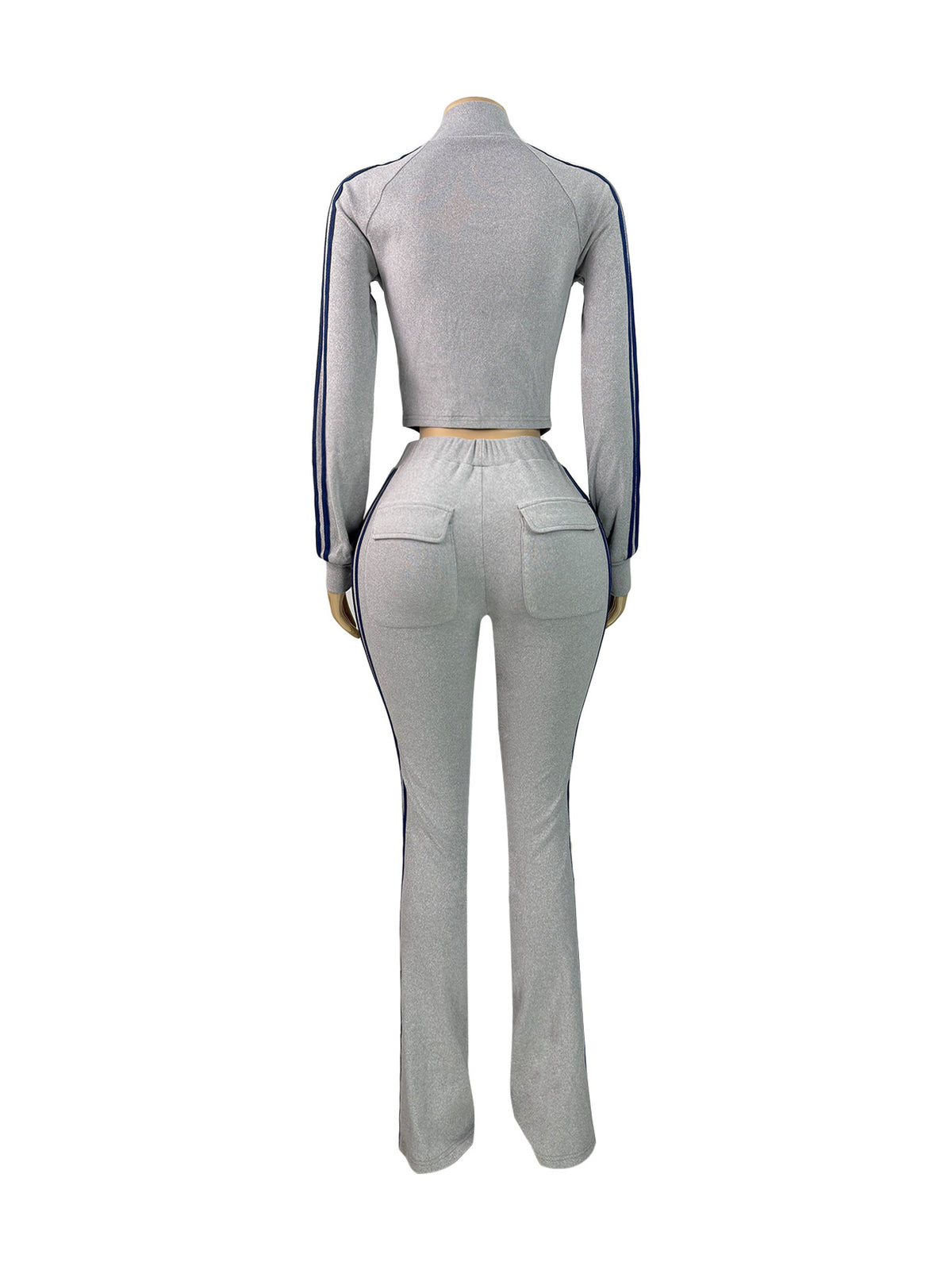 Women's Zip-Up Track Jacket and Flare Pants Set