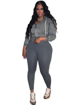 Women's Cropped Zip-Up Hoodie and Leggings Set