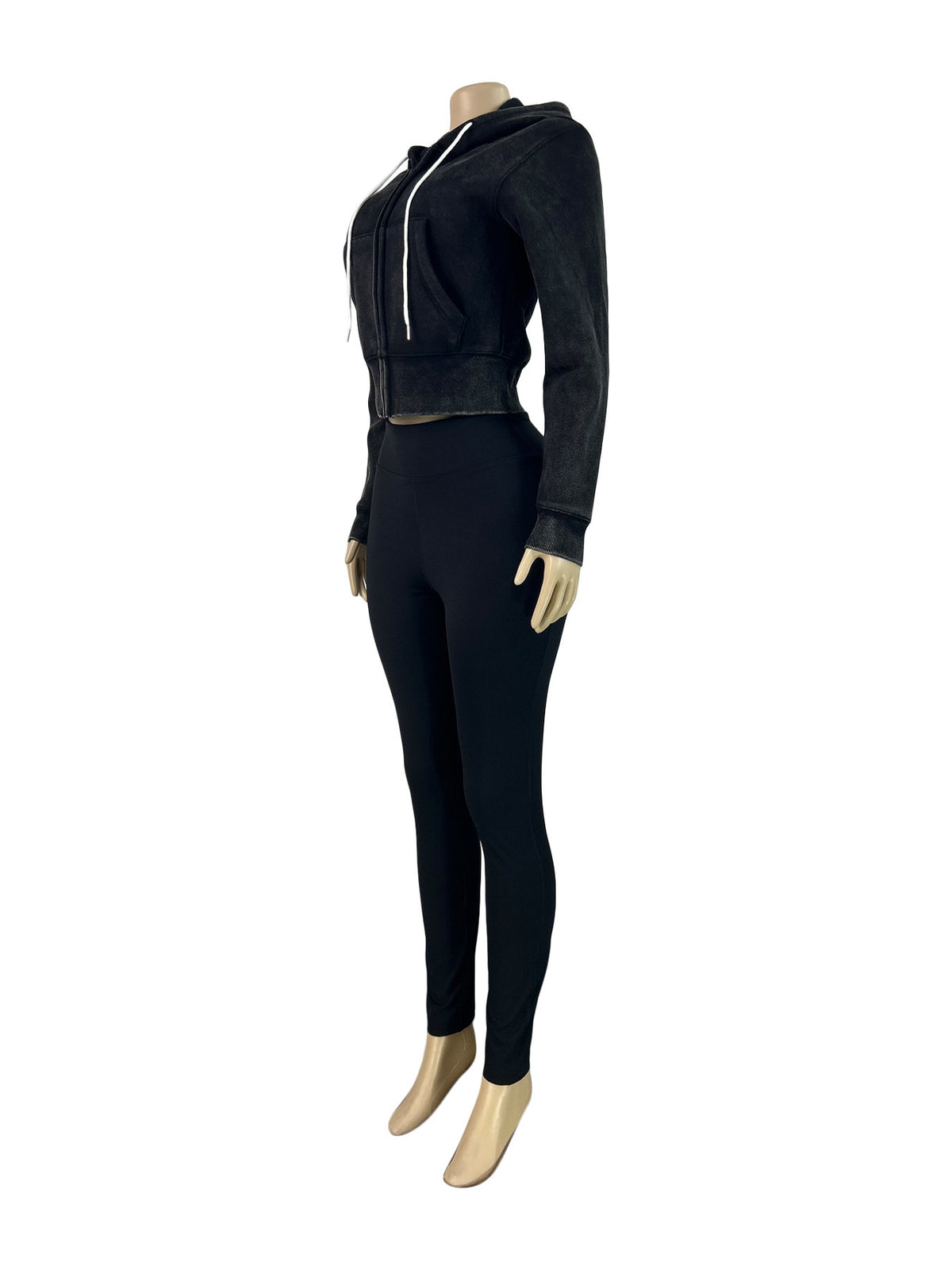 Women's Cropped Zip-Up Hoodie and Leggings Set