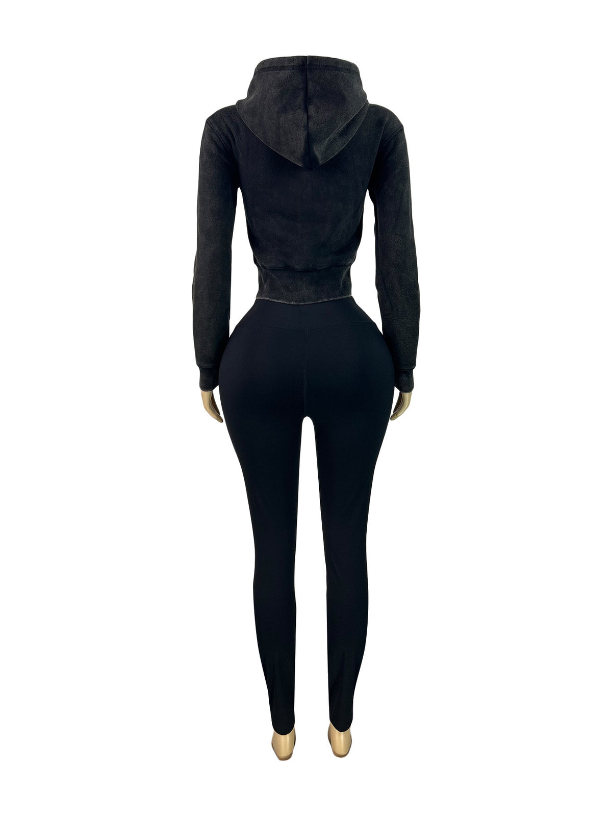 Women's Cropped Zip-Up Hoodie and Leggings Set