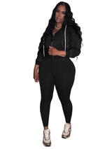 Women's Cropped Zip-Up Hoodie and Leggings Set