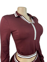 Women's Zip-Up Crop Top and Flare Pants Set