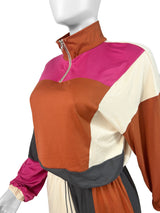 Women's Color Block Quarter Zip Top and Pants Set