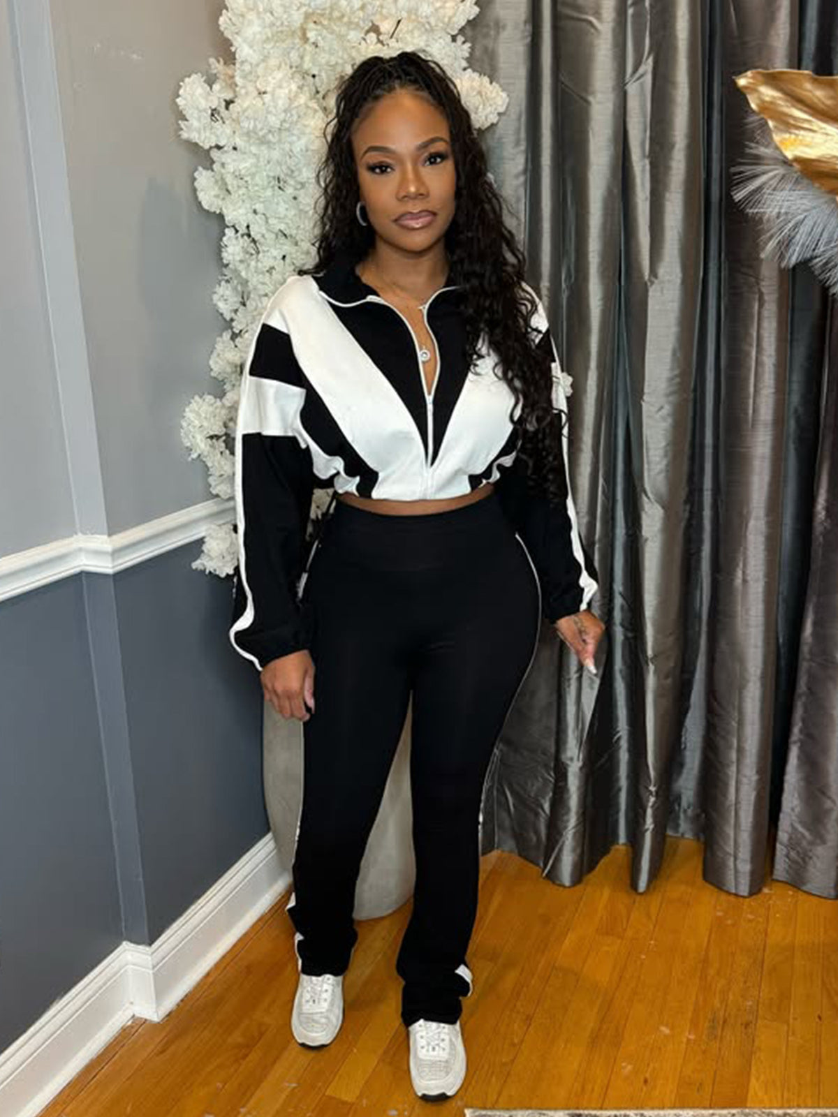 Women's Cropped Zip-Up Jacket and Track Pants Set