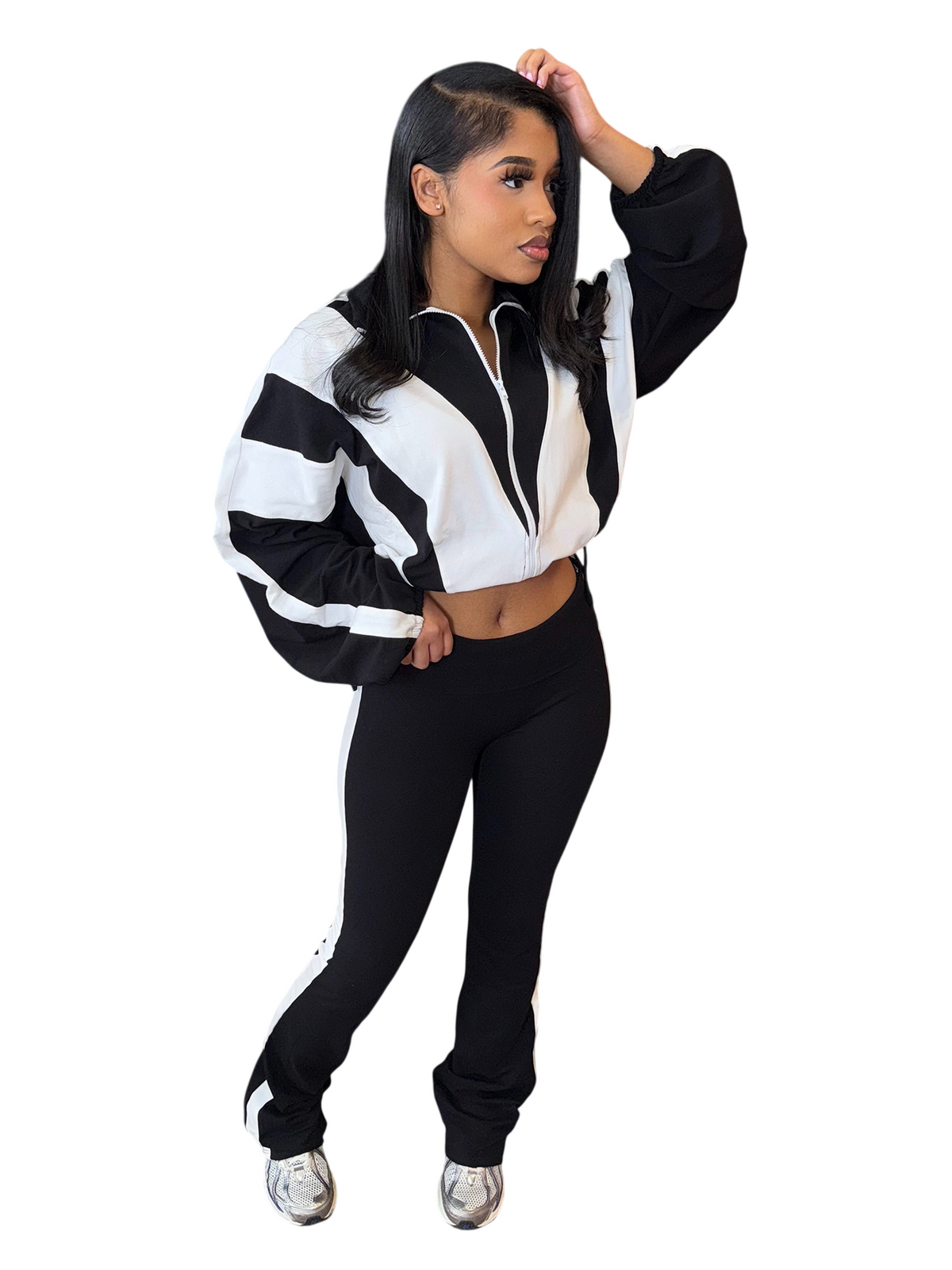 Women's Cropped Zip-Up Jacket and Track Pants Set