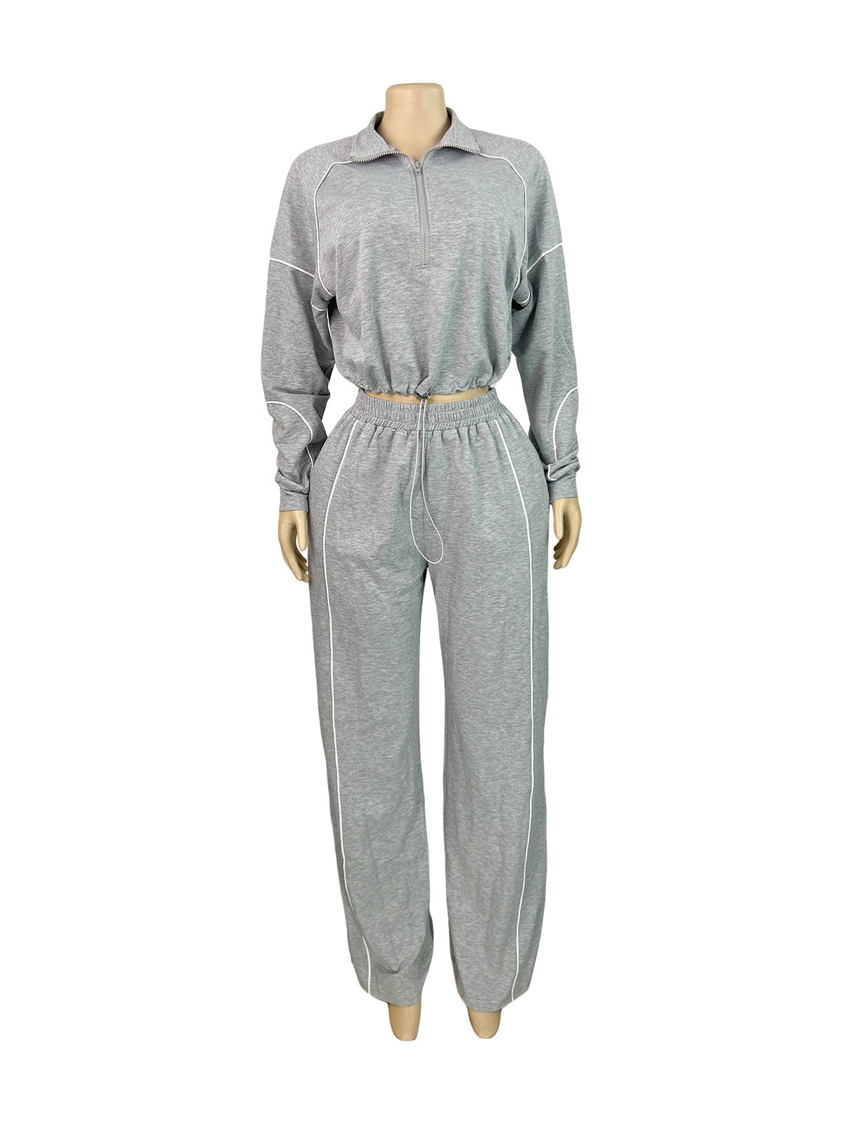 Women's Quarter Zip Pullover and Wide Leg Pants Set