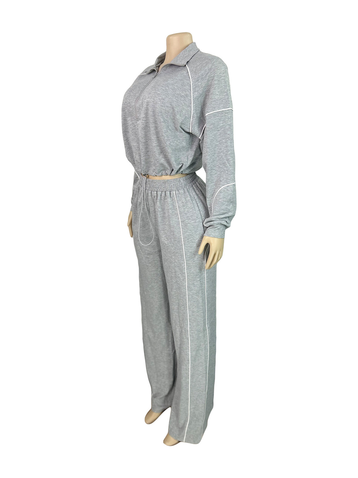 Women's Quarter Zip Pullover and Wide Leg Pants Set