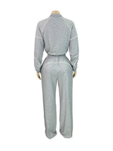 Women's Quarter Zip Pullover and Wide Leg Pants Set