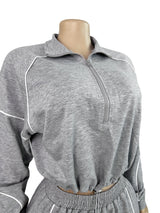 Women's Quarter Zip Pullover and Wide Leg Pants Set