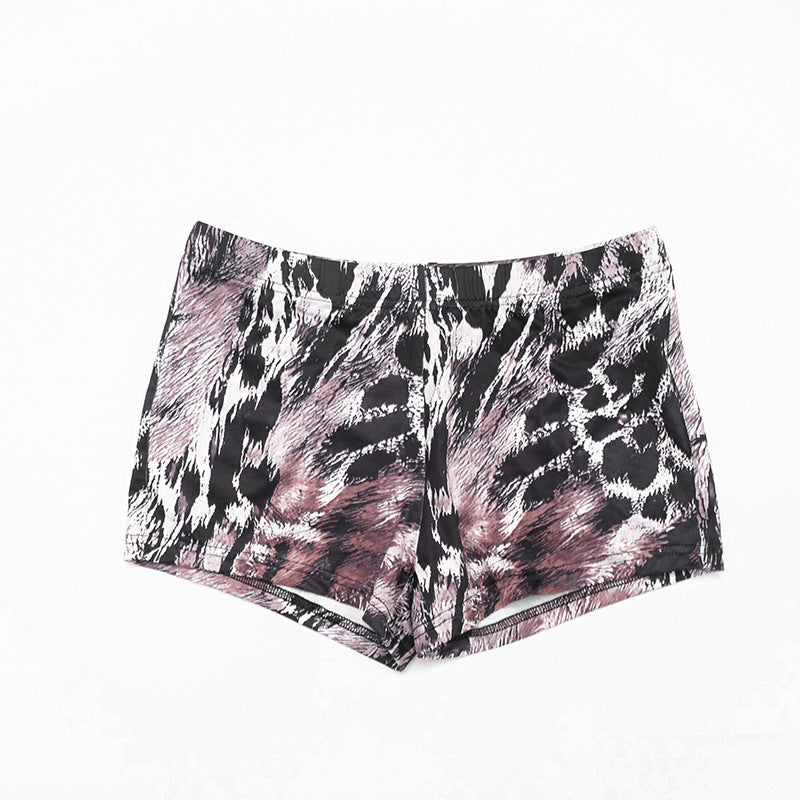Women's Animal Print Off Shoulder Two Piece Shorts Set