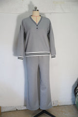 Women's V Neck Long Sleeve Two Piece Lounge Set