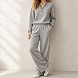 Women's V Neck Long Sleeve Two Piece Lounge Set
