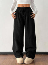 Women's High Waist Ribbed Wide Leg Pants