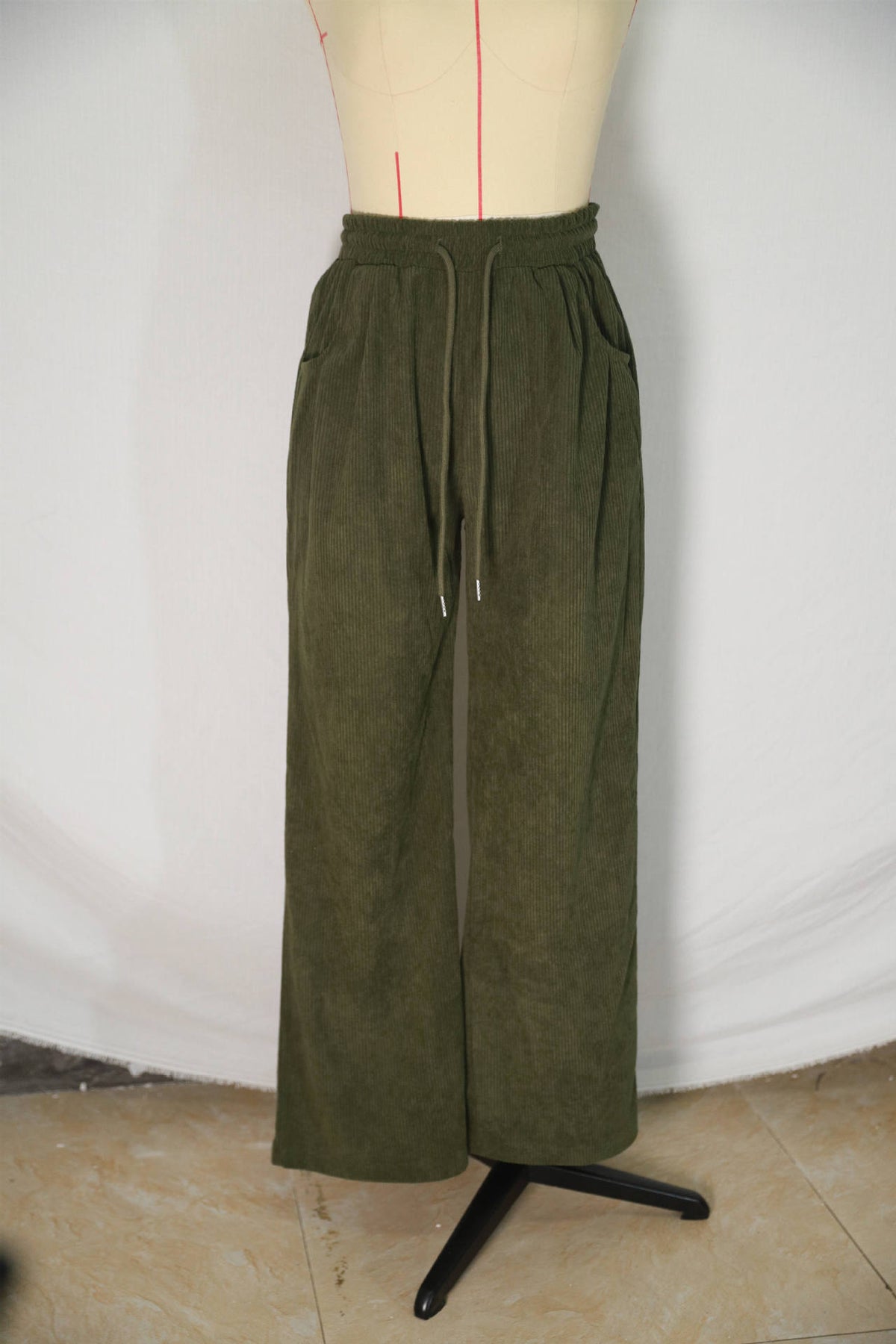 Women's High Waist Ribbed Wide Leg Pants