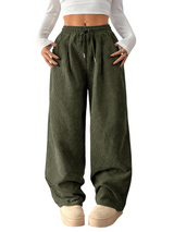 Women's High Waist Ribbed Wide Leg Pants