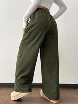 Women's High Waist Ribbed Wide Leg Pants