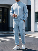 Men's Cable Knit Sweater and Cargo Jogger Set