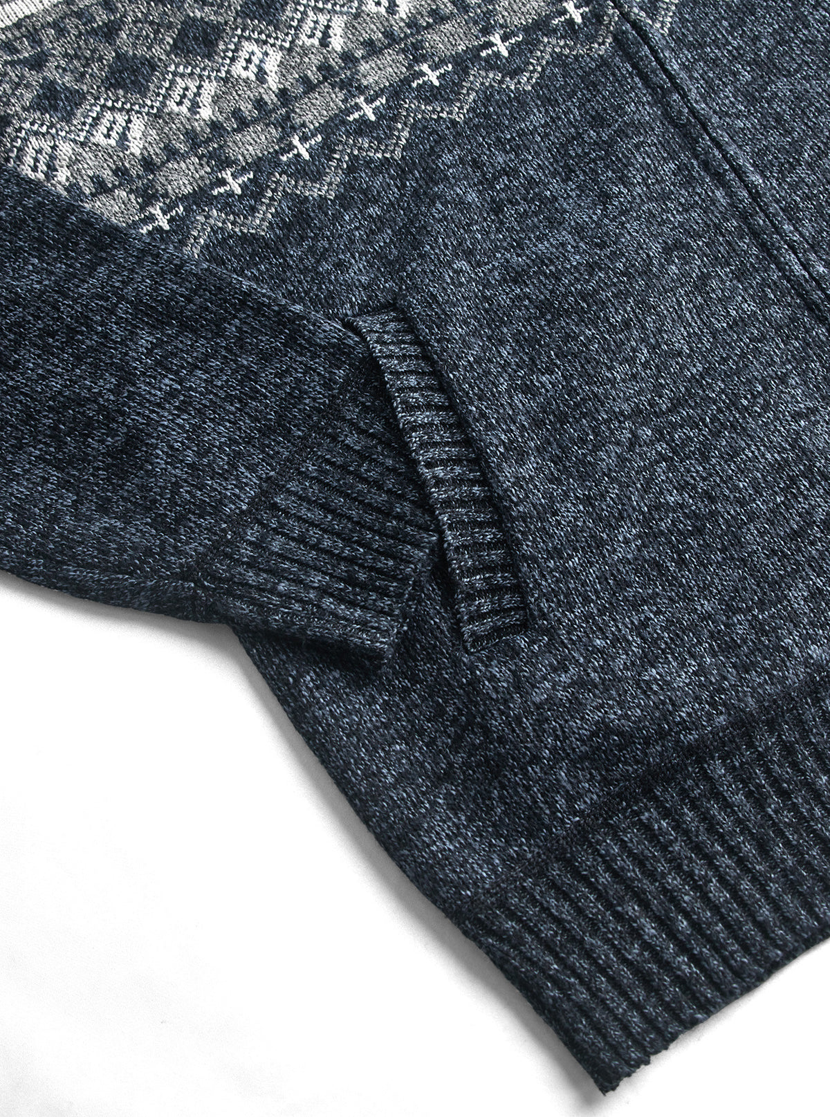 Men's Zip Up Fair Isle Pattern Knit Cardigan