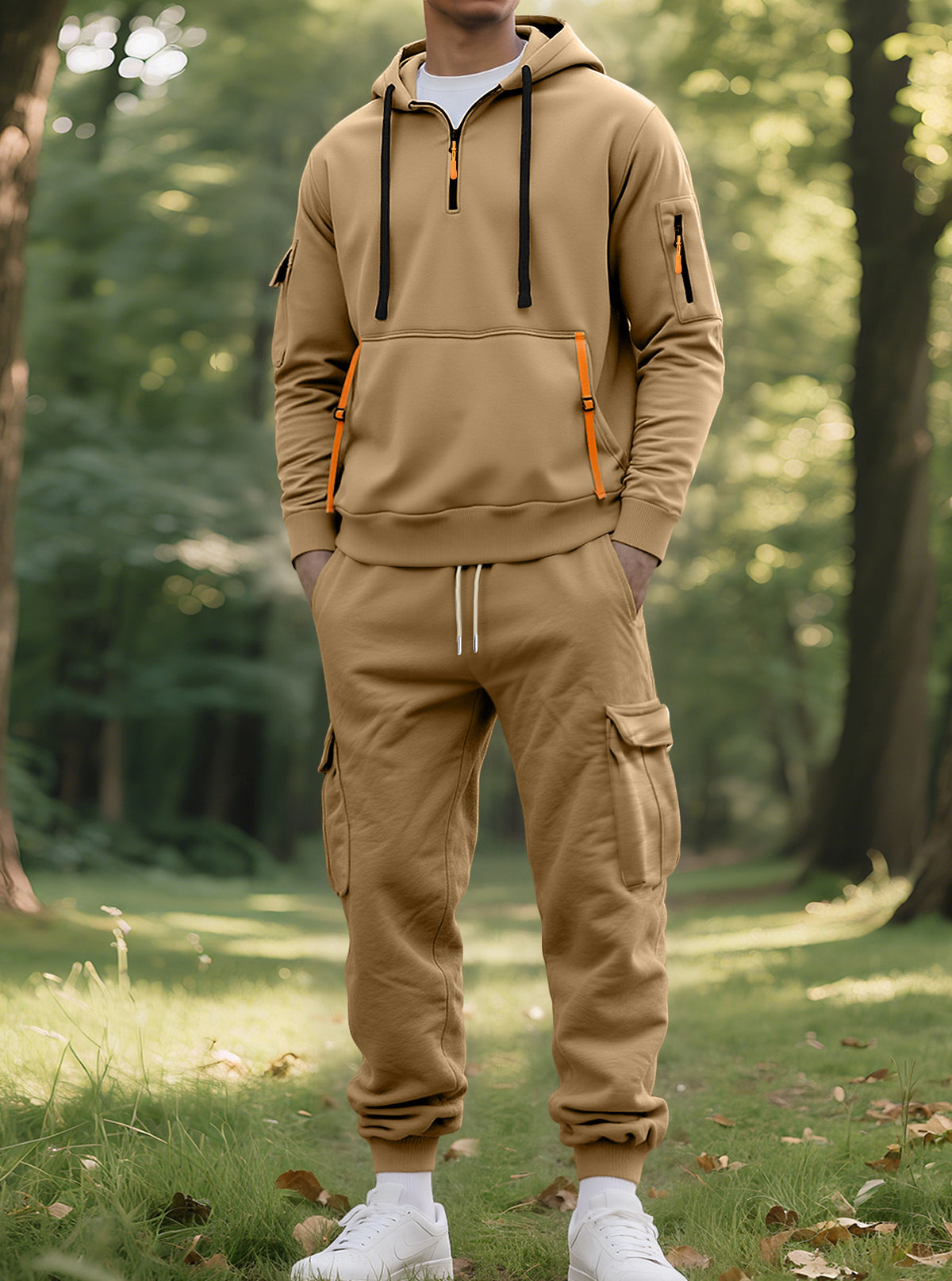 Men's Hooded Sweatshirt and Cargo Jogger Set